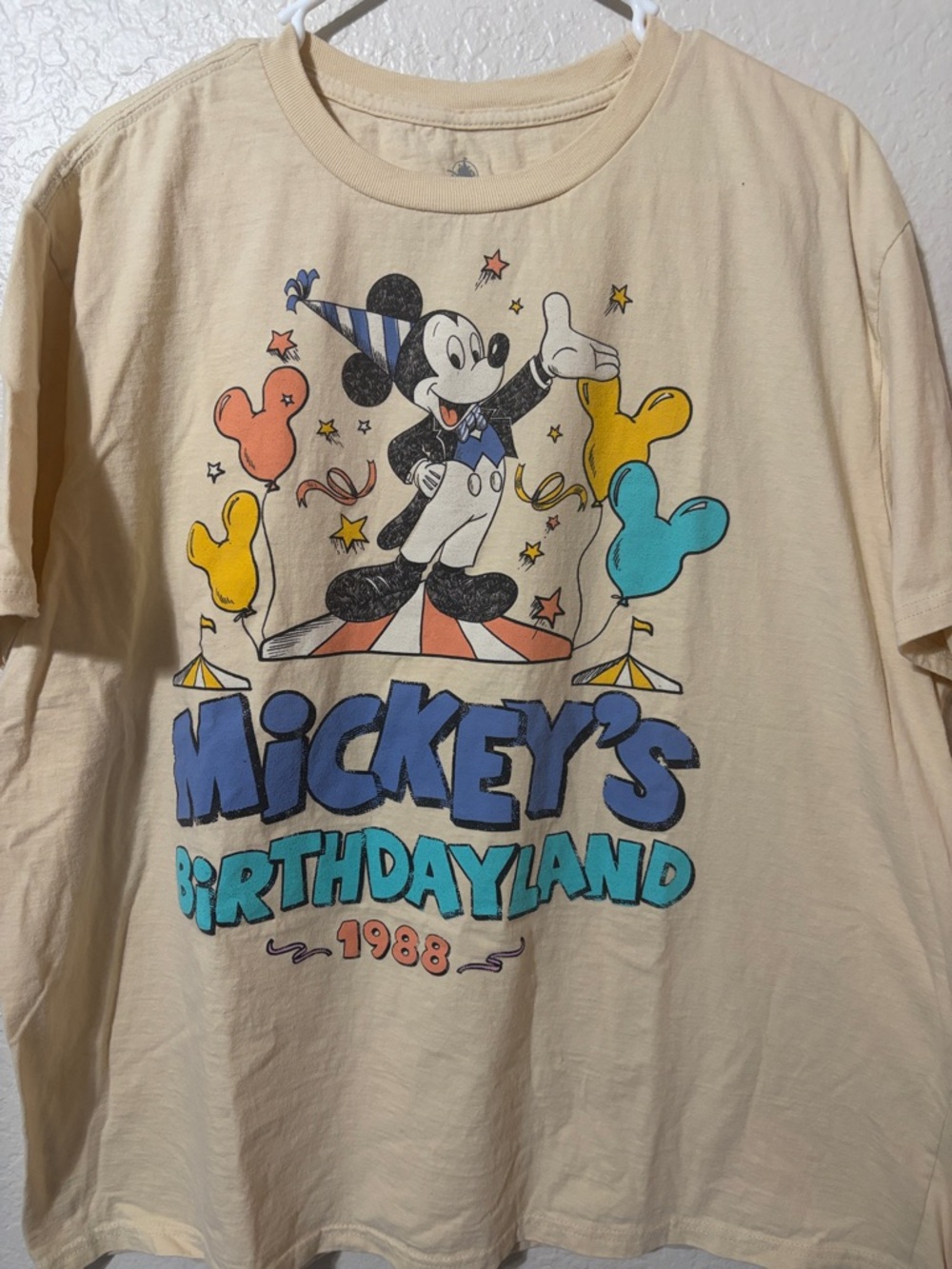 Disney Mickey's Birthdayland Graphic Tee - Cream, Blue, Teal, Yellow, Orange